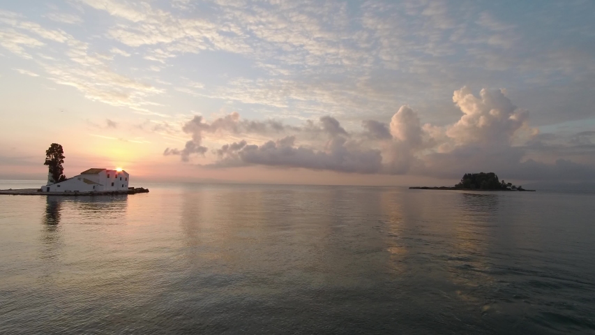 Dawn over the house and the sea