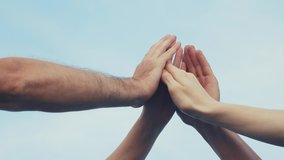 teamwork concept. team community joins hands together. group of people hands. teamwork workers carry out one mission go to the goal. business lifestyle team in the company working partnership - Powered by Shutterstock - Get 15% off with code: PIKWIZARD15