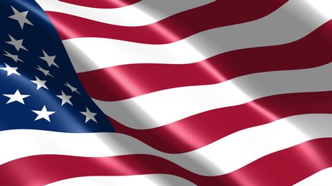 American flag seamless closeup waving animation. Wonderful shiny flag. Sign of USA, United States of America. US Background. 3D render, 4k resolution 3840x2160, 60fps