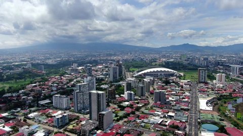 Beautiful Aerial view of Downtown of San Jose and the Sabana in Costa Rica 