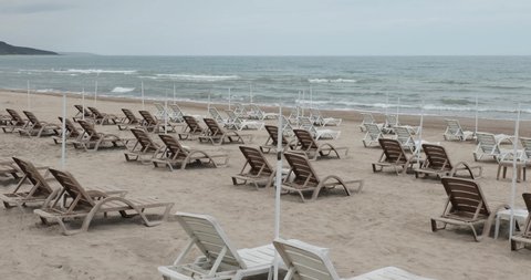 Empty beaches during lockdown because of COVID-19 ( Coronavirus ) pandemic in Istanbul, Turkey. Since the  travelling between the cities is restricted, tourism industry severely affected.