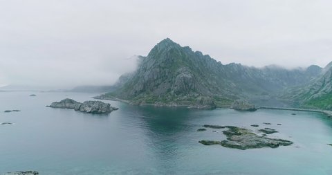 Drone view of a norwegian fjord