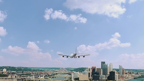Airplane Landing in Pittsburgh USA