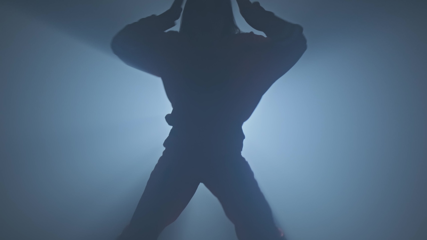 Silhouette of dancer legs walking through dark studio. Young woman entering the stage with smoke on background.Dancing female in 4K, UHD | Shutterstock HD Video #1054310060