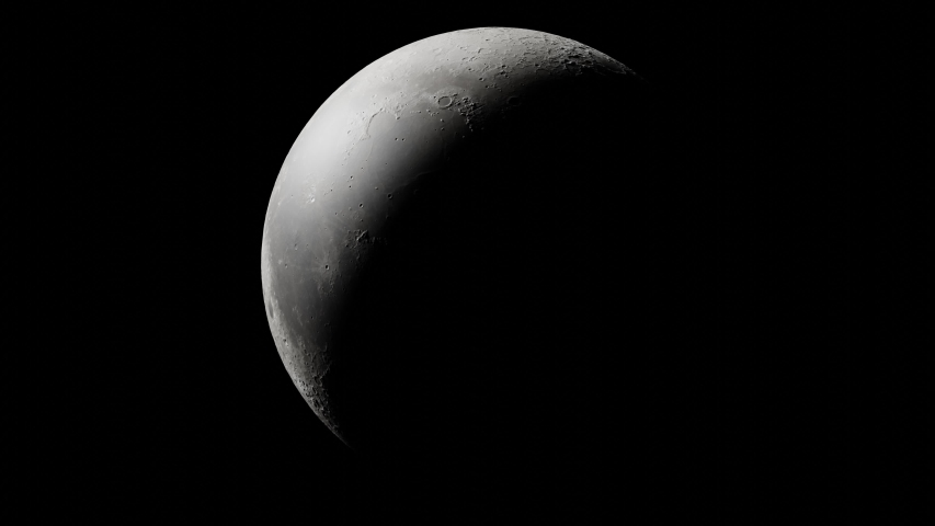 Looping 3D animated timelapse of the phases of the Moon
