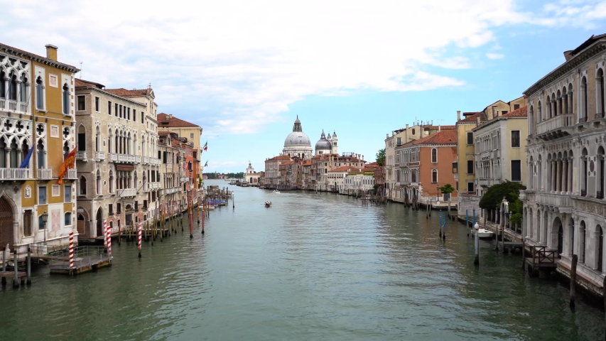View of Grand Canal in Venice from the Accademia Bridge Royalty-Free Stock Footage #1054317065