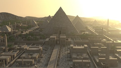 Ancient Egyptian city with pyramids