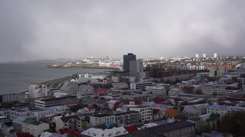 Beautiful view of Reykjavik, Capital of Iceland from the top