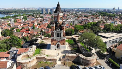 Aerial view of Gardos tower in Zemun, city of Belgrade, Serbia