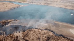 Aerial drone video footage Brush fire in Gerritsen Beach March 26