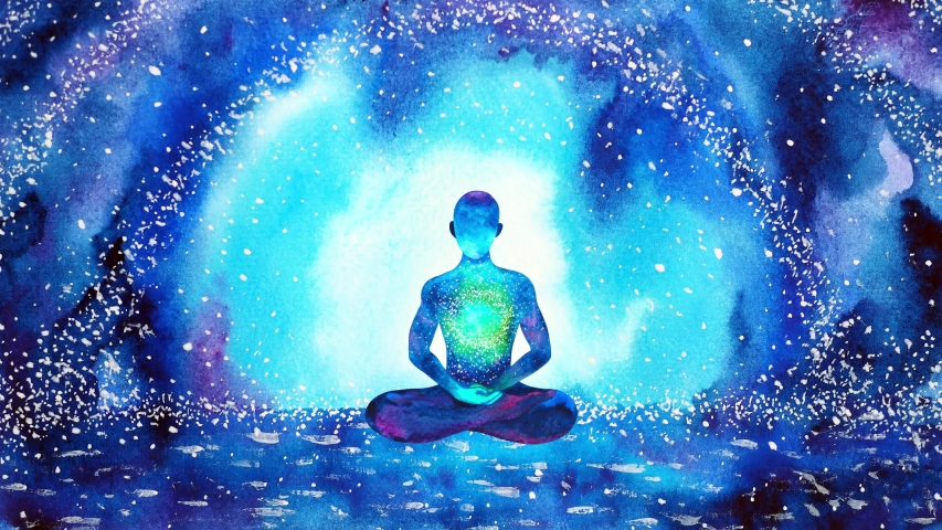 human meditation chakra mind mental spiritual yoga meditate universe reiki symbol art watercolor painting illustration design stop motion ultra hd 4k Royalty-Free Stock Footage #1054342082