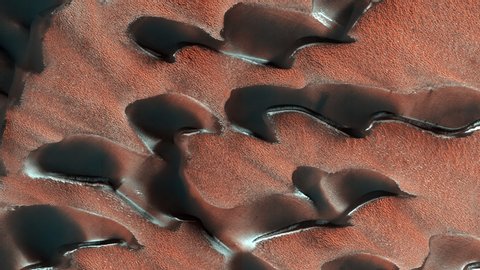 MARS. Real landscapes of Mars from satellite orbit. Mars Reconnaissance Orbiter, MRO orbiting Mars. Elements of this video furnished by NASA.