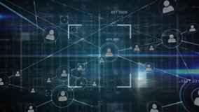 Animation of scope scanning over a web of connections with social icons. Digital online security computer interface concept digitally generated - Powered by Shutterstock - Get 15% off with code: PIKWIZARD15