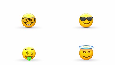 KRISTIANSTAD, SWEDEN - JUNE 01, 2020: Nerd Ill Angel Glasses Emoji Pack ( 11 of 18)
4 emojis animated and rendered MOV alpha channel