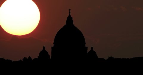 Italy Rome Vatican City St Peter Basilica Sky Sunset Time Lapse