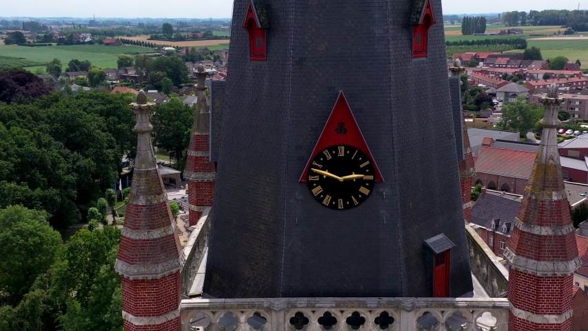Aerial view of Basilica and Dadizele panorama, Belgium	