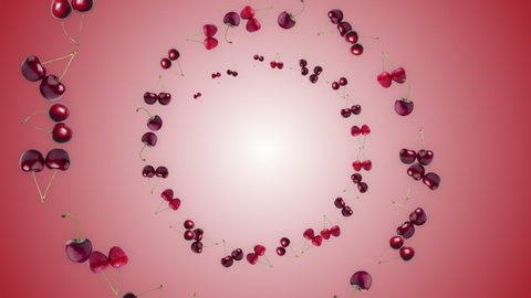 Falling CHERRIES Background, Loop, Animation, with Alpha Channel, 4k
