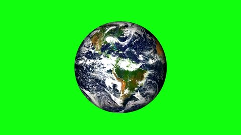 Planet earth from space. Planet rotating animation. Full revolution of the planet around its axis. Green screen.