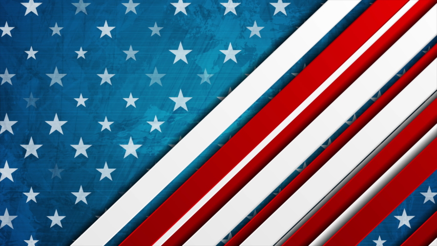 USA colors, stars and stripes abstract grunge motion design. Independence Day modern background. Corporate concept american flag. Seamless looping. Video animation Ultra HD 4K 3840x2160 Royalty-Free Stock Footage #1054369241
