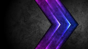 Dark grunge tech corporate motion background with glowing neon arrows. Seamless looping. Video animation Ultra HD 4K 3840x2160