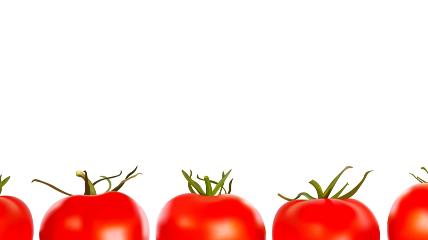 Endless looped row of red fresh juicy ripe tomatoes on white background. Seamless animation with copy space. Advertisement of a tomato sauce or ketchup or any organic farm food | Shutterstock HD Video #1054373606