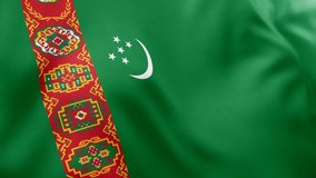 A beautiful view of Turkmenistan flag video. 3d flag waving video. Turkmenistan flag HD resolution. Turkmenistan flag Closeup 1080p Full HD video.