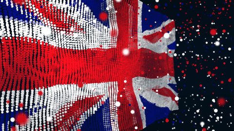 Amazing particle animation of the UK flag, also known as the Union Jack