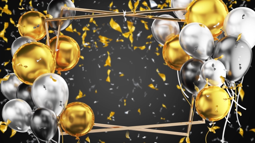 Birthday Invite Video. Gold Confetti Stock Footage Video (100% Royalty