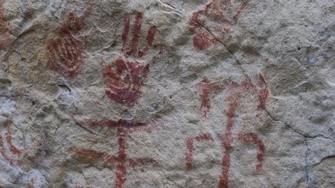 Rock inscriptions, dated six thousand years old, among the oldest vestiges of the South American man, in the Sete Cidades National Park - Piracuruca, Piauí, Brazil 