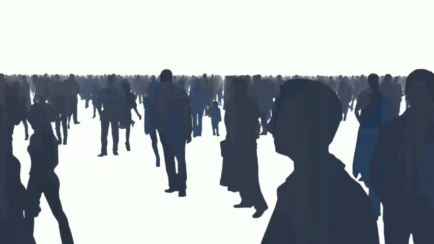 moving very fast from massive crowd to nothing, massive crowd of people in white isolated background Royalty-Free Stock Footage #1054391561