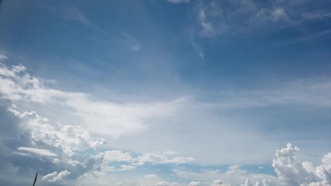 4K Beautiful blue sky with clouds background. Sky clouds. Sky with clouds weather nature cloud blue. Blue sky with clouds and sun.