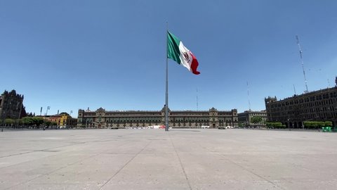 Zócalo Plaza de la Constitución in Mexico City with no one person in covid era 