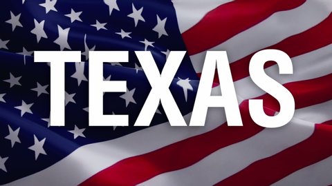 Texas text US flag video waving in wind. Waving Flag United States Of America. USA flag for Independence Day, 4th of july US American Flag Waving 1080p Full HD footage. USA America Super Bowl flags vi