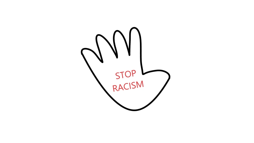 Stop Racism typing, Stop killing. Animation banner with inscription, slogan.