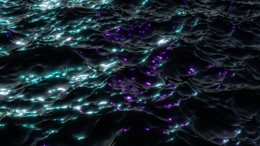 Glowing life forms shine in green and purple in this alien ocean for you to explore. This is a looping video background so you can repeat it seamlessly.