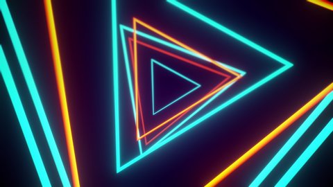 Triangle shaped lights in orange and blue colors turn on and off in this endless VJ tunnel. A great abstract visual for your big screens.