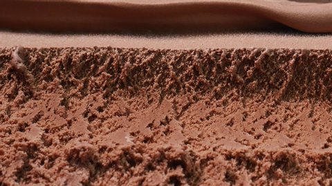 Closeup Slow motion Surface ice cream chocolate background, Front view Food concept, Blank for design.