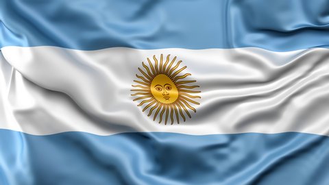 A high-quality footage of 3D Argentina flag fabric surface background animation 
