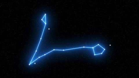 Pisces - Animated zodiac constellation and horoscope symbol wih starfield space background