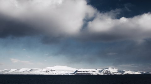 Isfjorden in Svalbard on Spitsbergen island, fjord on the Artic ocean coastline.
