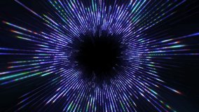 4K 60 fps. Abstract background. Motion graphics. Xmas animation. New Year 2021. Merry Christmas. Neon lines. Round tunnel. Blue color. 3840x2160p