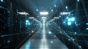 Digital information travels through fiber optic cables through the network and data servers behind glass panels in the server room of the data center. High speed digital lines - Powered by Shutterstock - Get 15% off with code: PIKWIZARD15