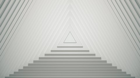 Abstract triangles pattern with offset effect. Animation of white blank triangles. Abstract background for business presentation. Seamless loop 4k 3D render