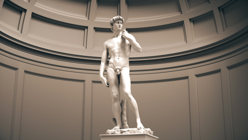 Digital Disintegration Of Sculpture David. 4K. 3840x2160. 3D Animation. | Shutterstock HD Video #1054479611