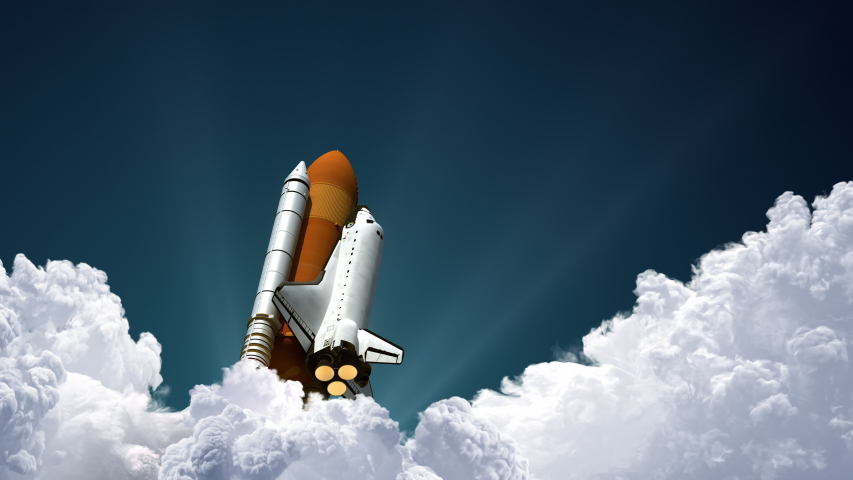 Space Shuttle Launch. Slow Motion. 4K. 3840x2160. 3D Animation. Royalty-Free Stock Footage #1054479617