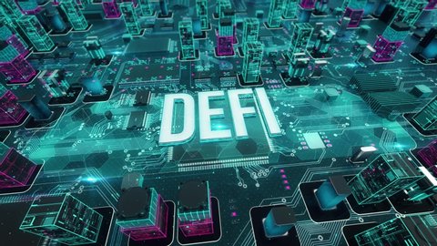 DeFi with digital technology hitech concept