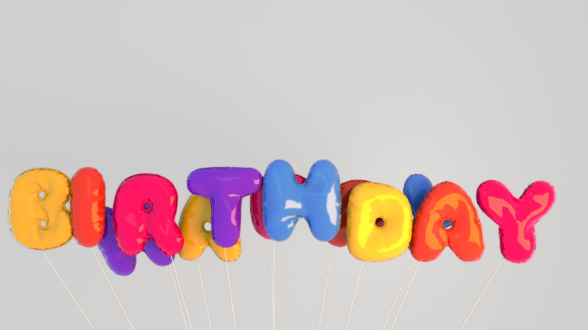 Colorful inflated floating Happy Birthday letter balloons. Fun greeting for kids or adults.  Royalty-Free Stock Footage #1054505225