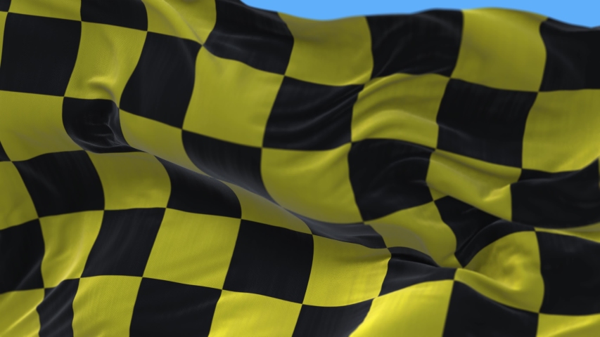 4k Checkered Race Flag Check Flag wavy silk fabric fluttering Racing Flags,seamless looped waving background.Silk cloth fluttering in wind.3D digital animation plaid Formula One car motor sport. 