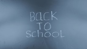Stop motion of school stationery with text of back to school on the table. Shot in 4k resolution