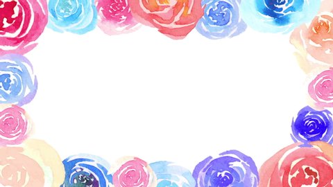 Animated frame of roses blooming around